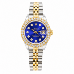 Rolex Datejust 26MM Two-Tone Blue Dial Diamond Watch